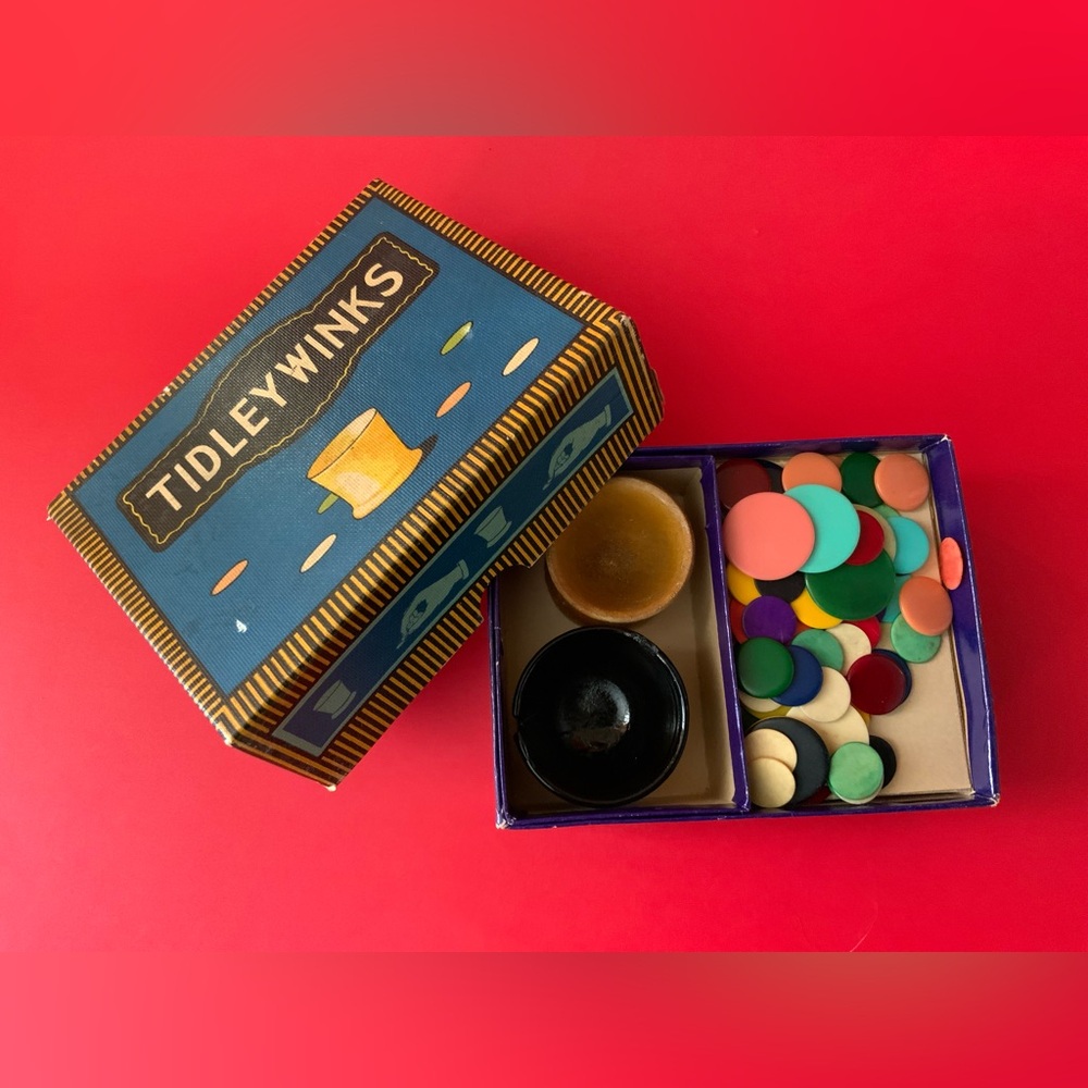 Tidleywinks Vintage Game Box - Teal & Yellow - Picture 1 of 5